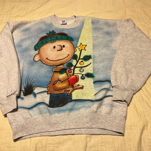 Vintage Charlie Brown Christmas Sweatshirt size Large-READ DESCRIPTION - Picture 1 of 9
